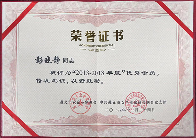 優(yōu)秀會員榮譽證書